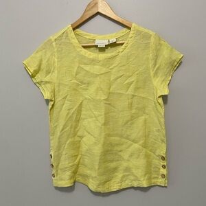 Cynthia Rowley Linen Yellow Short Sleeve Top Size Small